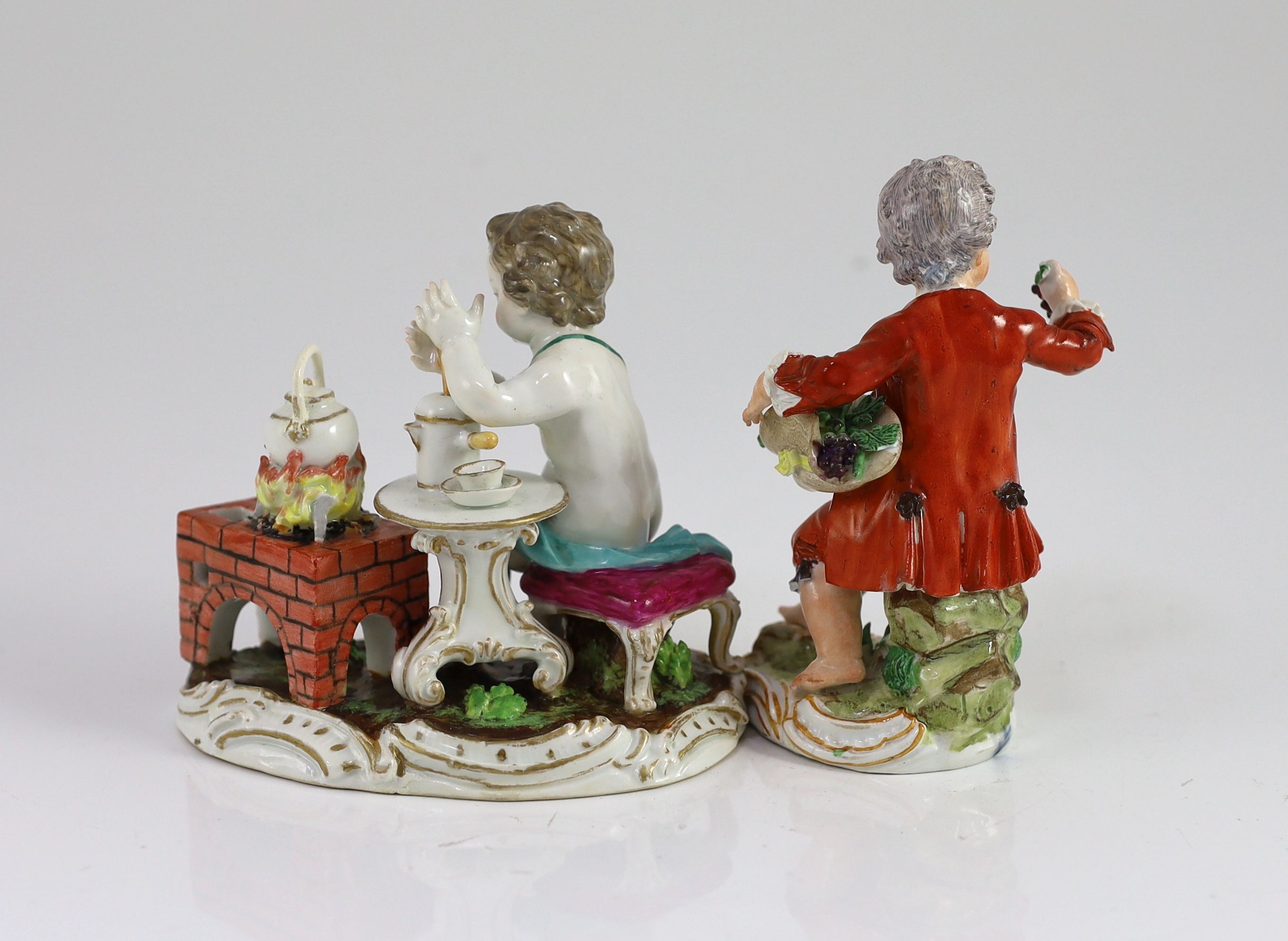 Two Meissen figures, late 18th century, 11cm and 12cm